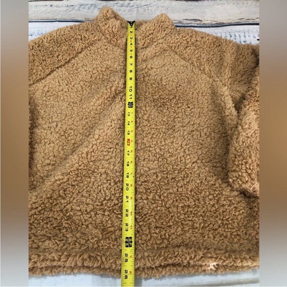 Dittos Women Sweater Quarter Zip Up Cozy Sherpa Tan Light Brown Size XLarge - Picture 4 of 6
